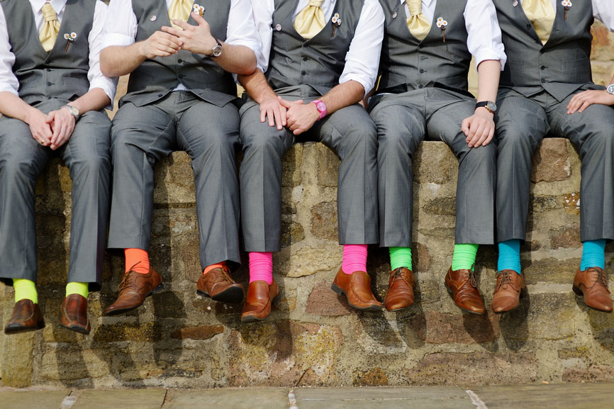 Colorful socks of groomsmen